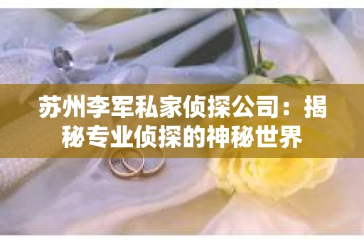 苏州李军私家侦探公司：揭秘专业侦探的神秘世界