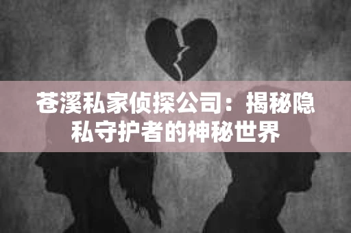 苍溪私家侦探公司：揭秘隐私守护者的神秘世界