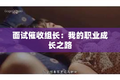 面试催收组长：我的职业成长之路