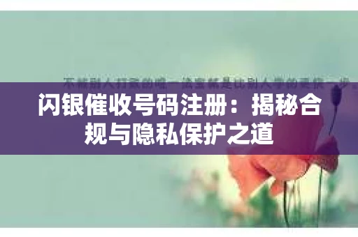 闪银催收号码注册：揭秘合规与隐私保护之道