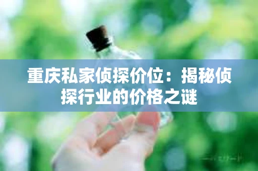 重庆私家侦探价位：揭秘侦探行业的价格之谜